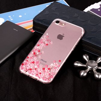 Coque TPU Flexible Transparente pour petites fleurs iPhone 7 8 SE 2020 SE 2022 - Rose
