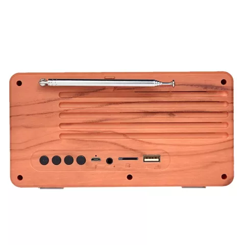 NR-3013 Mini Texture En Bois R&eacute;tro Radio FM Haut-parleur Bluetooth Sans Fil - Couleur Bois Marron Clair