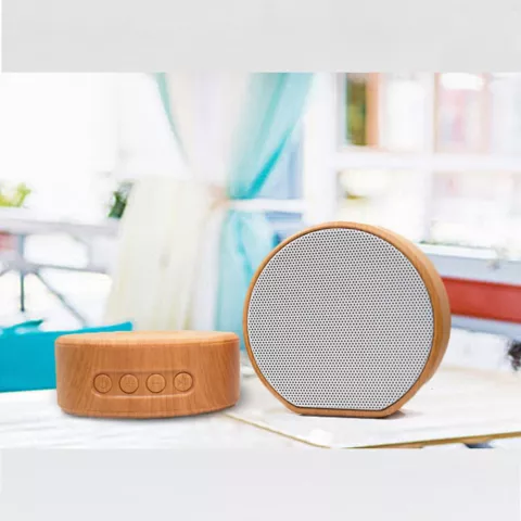 Haut-parleur sans fil Bluetooth &agrave; texture bois A60 - Mini subwoofer gris