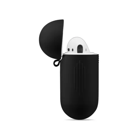 &Eacute;tui en silicone souple adapt&eacute; au bo&icirc;tier Apple AirPods - Noir