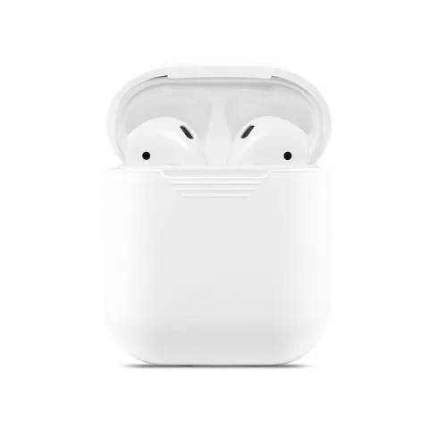 &Eacute;tui en silicone souple adapt&eacute; au bo&icirc;tier Apple AirPods - Blanc