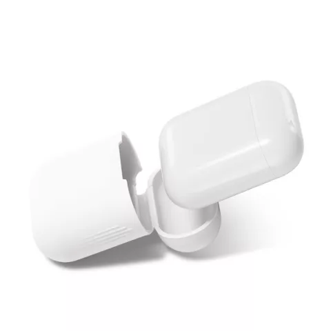&Eacute;tui en silicone souple adapt&eacute; au bo&icirc;tier Apple AirPods - Blanc