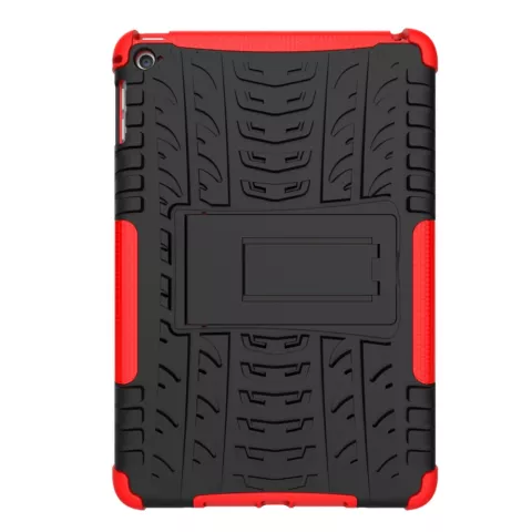 Coque iPad mini 4 5 en plastique TPU pour poign&eacute;e de protection de profil de pneu - Rouge