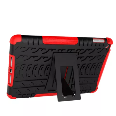 Coque iPad mini 4 5 en plastique TPU pour poign&eacute;e de protection de profil de pneu - Rouge