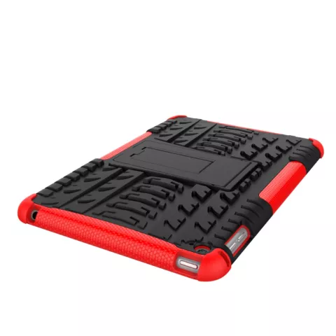 Coque iPad mini 4 5 en plastique TPU pour poign&eacute;e de protection de profil de pneu - Rouge