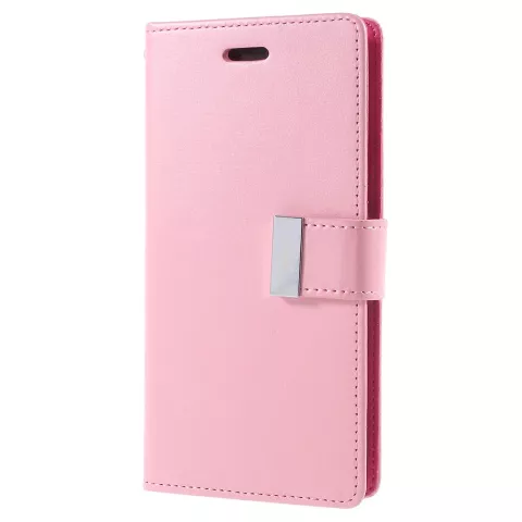 Mercury Goospery Rich Walletcase 7 Cartes Simili Cuir &eacute;tui compatible avec iPhone X XS - Rose