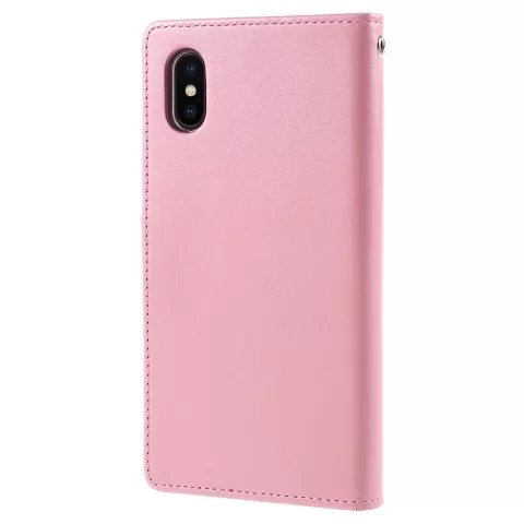 Coque iPhone X XS Mercury Goospery Rich Walletcase 7 Passes en cuir artificiel - Rose