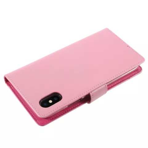 Coque iPhone X XS Mercury Goospery Rich Walletcase 7 Passes en cuir artificiel - Rose