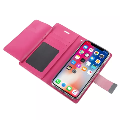 Coque iPhone X XS Mercury Goospery Rich Walletcase 7 Passes en cuir artificiel - Rose