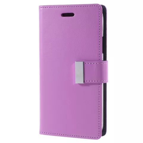 Coque iPhone X XS Mercury Goospery Rich Walletcase 7 Passes en cuir synth&eacute;tique - Violet