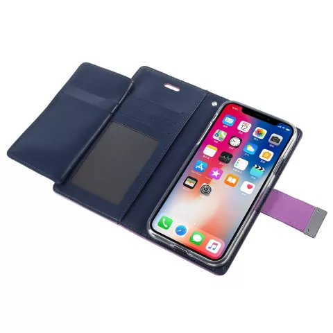 Mercury Goospery Rich Walletcase 7 Cartes Simili Cuir &eacute;tui compatible avec iPhone X XS - Violet