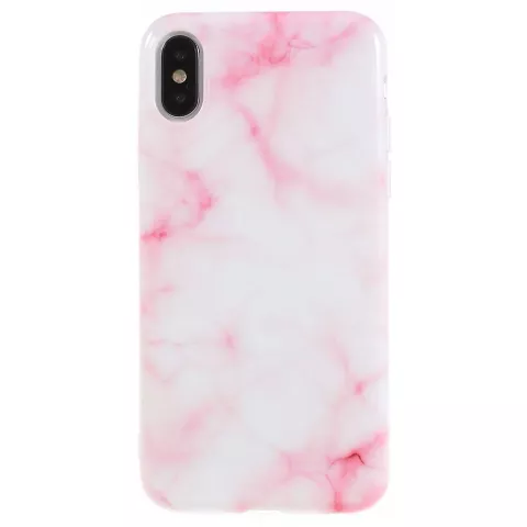 Coque en marbre TPU marbre iPhone X XS - Rose Blanc