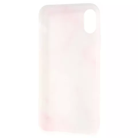 Coque en marbre TPU en marbre compatible avec iPhone X XS - Rose Blanc