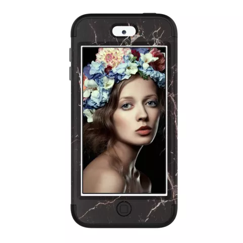 Armor Case Anti-dust Marble compatible avec iPod Touch 5 6 7 - Marbre noir