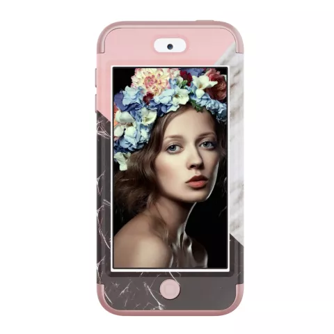 Armor Case Marble Case compatible avec iPod Touch 5 6 7 - Rose et blanc