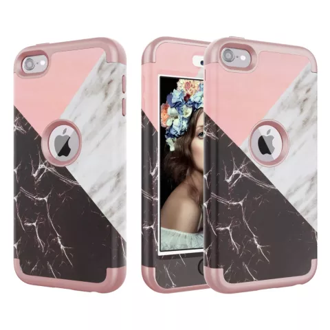 Armor Case Marble Case compatible avec iPod Touch 5 6 7 - Rose et blanc