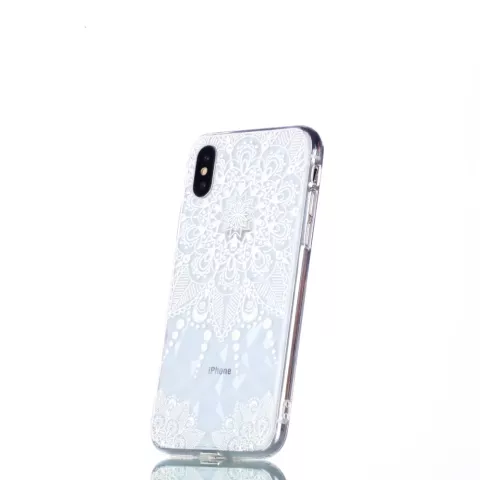 Motif de fleurs transparent 3D Diamond TPU la coque compatible avec iPhone X XS - Mandala