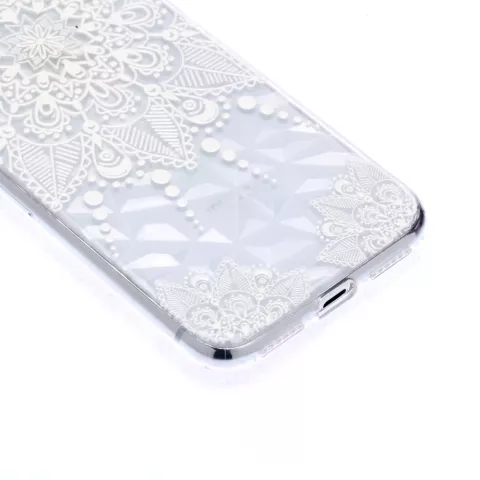 Motif de fleurs transparent 3D Diamond TPU la coque compatible avec iPhone X XS - Mandala