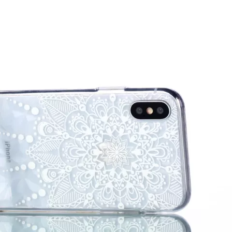 Motif de fleurs transparent 3D Diamond TPU la coque compatible avec iPhone X XS - Mandala