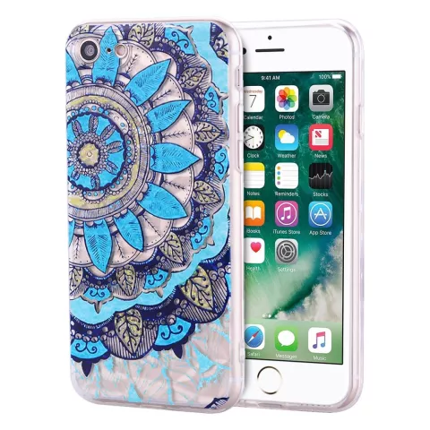 Coque Mandala Diamond look compatible avec iPhone 7 8 SE 2020 SE 2022 - Bleu