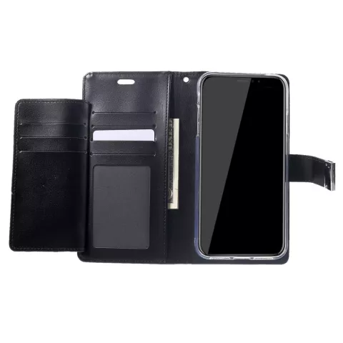 Coque iPhone XS Max Mercury Goospery Rich Walletcase 7 Passes en cuir artificiel - Noire
