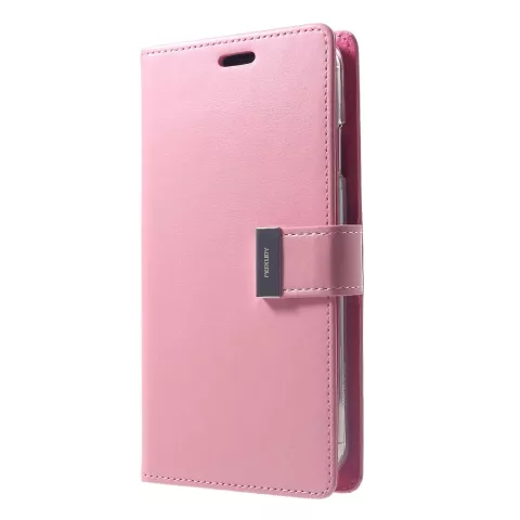 Mercury Goospery Rich Walletcase 7 Cartes Simili Cuir &eacute;tui compatible avec iPhone XS Max - Rose