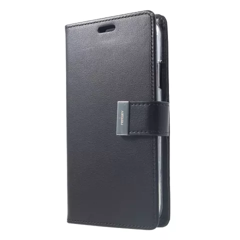 Coque iPhone XR Mercury Goospery Rich Walletcase 7 Passes en cuir artificiel - Noire