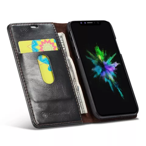 Caseme &Eacute;tui portefeuille en simili cuir avec porte-cartes &eacute;tui compatible avec iPhone XR - noir