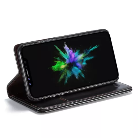 Caseme &Eacute;tui portefeuille en simili cuir avec porte-cartes &eacute;tui compatible avec iPhone XR - noir