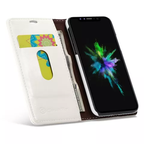 Caseme &Eacute;tui portefeuille en simili cuir avec porte-cartes &eacute;tui compatible avec iPhone XR - blanc