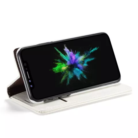 Caseme &Eacute;tui portefeuille en simili cuir avec porte-cartes &eacute;tui compatible avec iPhone XR - blanc