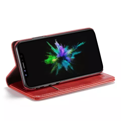 Caseme &Eacute;tui portefeuille en simili cuir avec porte-cartes &eacute;tui compatible avec iPhone XR - rouge