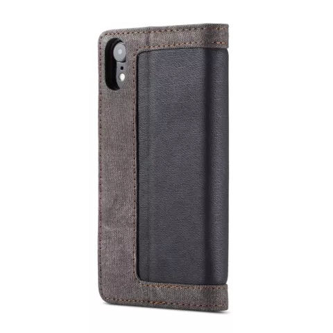 Caseme Canvas Wallet Bookcase compatible avec iPhone XR - Marron Noir