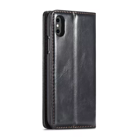 Caseme &Eacute;tui portefeuille en simili cuir avec porte-cartes &eacute;tui compatible avec iPhone XS Max - noir