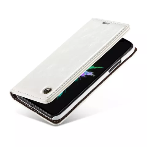 Caseme &Eacute;tui portefeuille en simili cuir avec porte-cartes &eacute;tui compatible avec iPhone XS Max - blanc