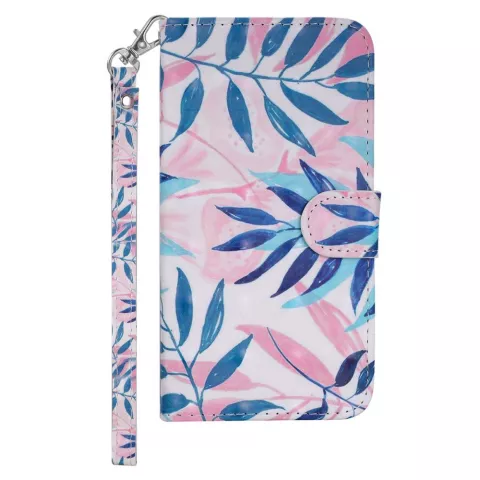 &Eacute;tui Portefeuille Feuilles compatible avec iPhone XR &Eacute;tui Portefeuille Magn&eacute;tique Dragonne - Bleu Rose
