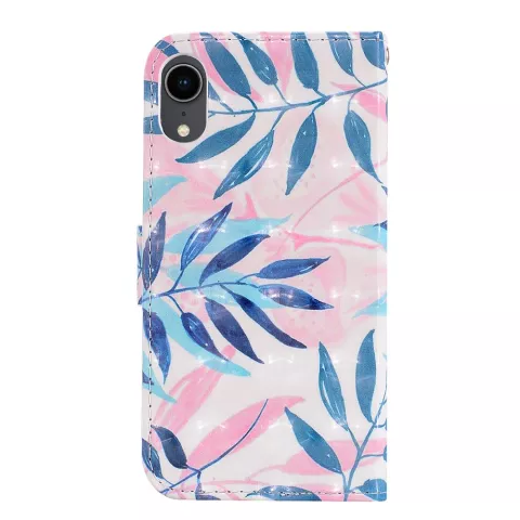&Eacute;tui Portefeuille Leaves iPhone XR &Eacute;tui Portefeuille Magn&eacute;tique - Bleu Rose