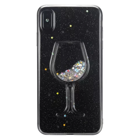 &Eacute;tui transparent en verre &agrave; vin scintillant pour iPhone XS Max - Glitter