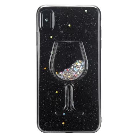&Eacute;tui en verre &agrave; vin transparent &agrave; paillettes compatible avec iPhone XS Max - Paillettes