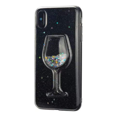 &Eacute;tui en verre &agrave; vin transparent &agrave; paillettes compatible avec iPhone XS Max - Paillettes