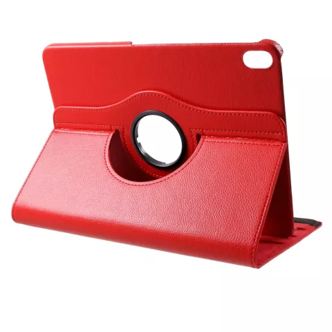 Cuir Litchi Grain compatible avec iPad Pro 12,9 Pouces (2018 2020 2021 2022) Couverture Rotative Avec Couverture - Rouge