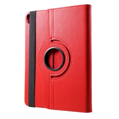 Cuir Litchi Grain compatible avec iPad Pro 12,9 Pouces (2018 2020 2021 2022) Couverture Rotative Avec Couverture - Rouge