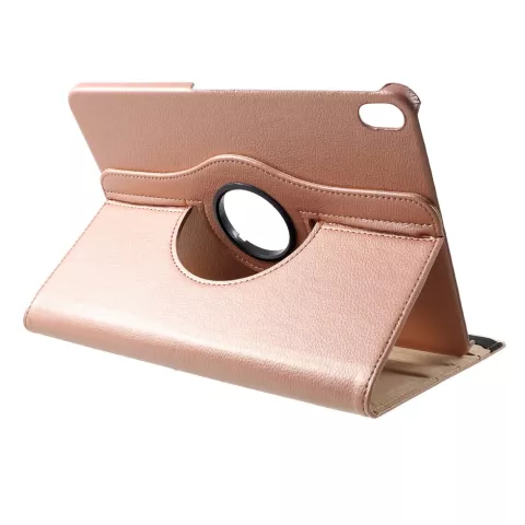 Support Rotatif De Couverture De Grain De Litchi En Cuir compatible avec iPad Pro 11 Pouces 2018 - Or Rose
