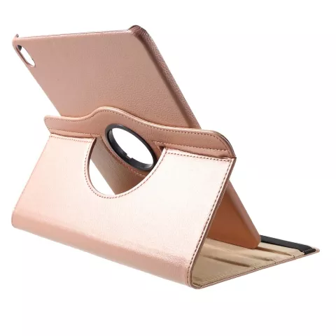 Support Rotatif De Couverture De Grain De Litchi En Cuir compatible avec iPad Pro 11 Pouces 2018 - Or Rose
