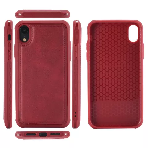Housse en cuir rouge magn&eacute;tique pour iPhone XR - Rouge