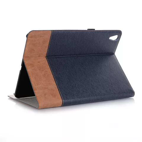 Structure nervur&eacute;e en simili cuir compatible avec la housse iPad Pro 11 pouces 2018 - Bleu Marron