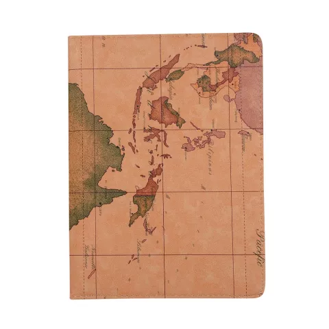 Cuir D&#039;impression De Carte Du Monde compatible avec iPad Pro 11 Pouces 2018 Couverture De Cas Support Rotatif - Marron