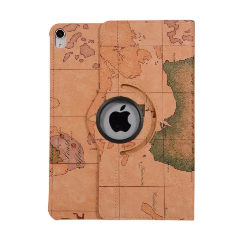 Cuir D&#039;impression De Carte Du Monde compatible avec iPad Pro 11 Pouces 2018 Couverture De Cas Support Rotatif - Marron