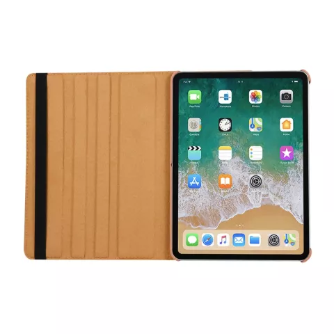 Cuir D&#039;impression De Carte Du Monde compatible avec iPad Pro 11 Pouces 2018 Couverture De Cas Support Rotatif - Marron