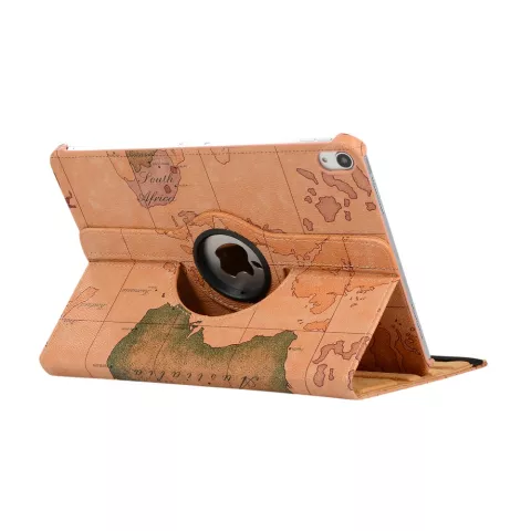 Cuir D&#039;impression De Carte Du Monde compatible avec iPad Pro 11 Pouces 2018 Couverture De Cas Support Rotatif - Marron